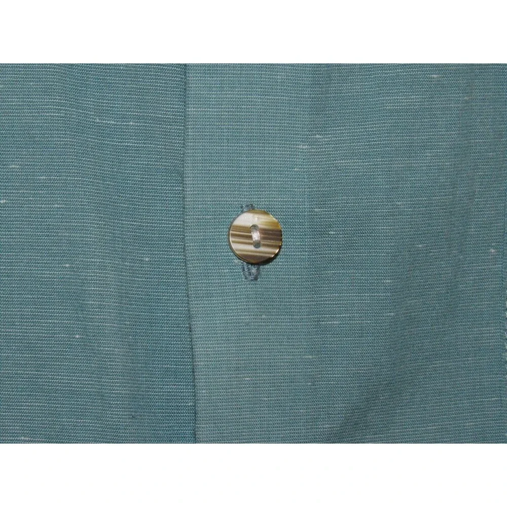 Van Heusen Shirt Mens L Green Heathered Long Sleeve Button Up 16 16.5 Contrast